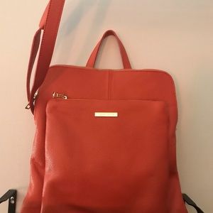 Gorgeous true orange leather backpack